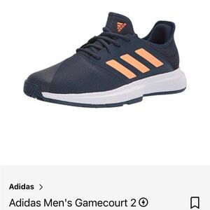 Adidas Men's Gamecourt 2 Dark Blue with Orange Accents great for Pickleball!!